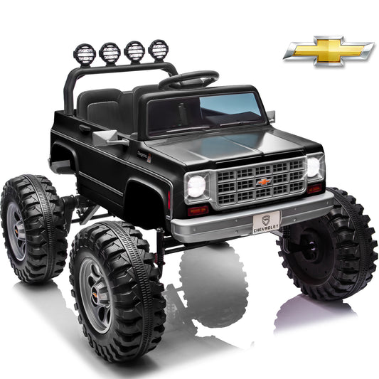 Joyracer 24 Volt Ride on Toys, Electric Truck for Kids with Remote, Chevrolet Cheyenne Power Car Wheels with Bluetooth Music, USB, LED Lights, Pink