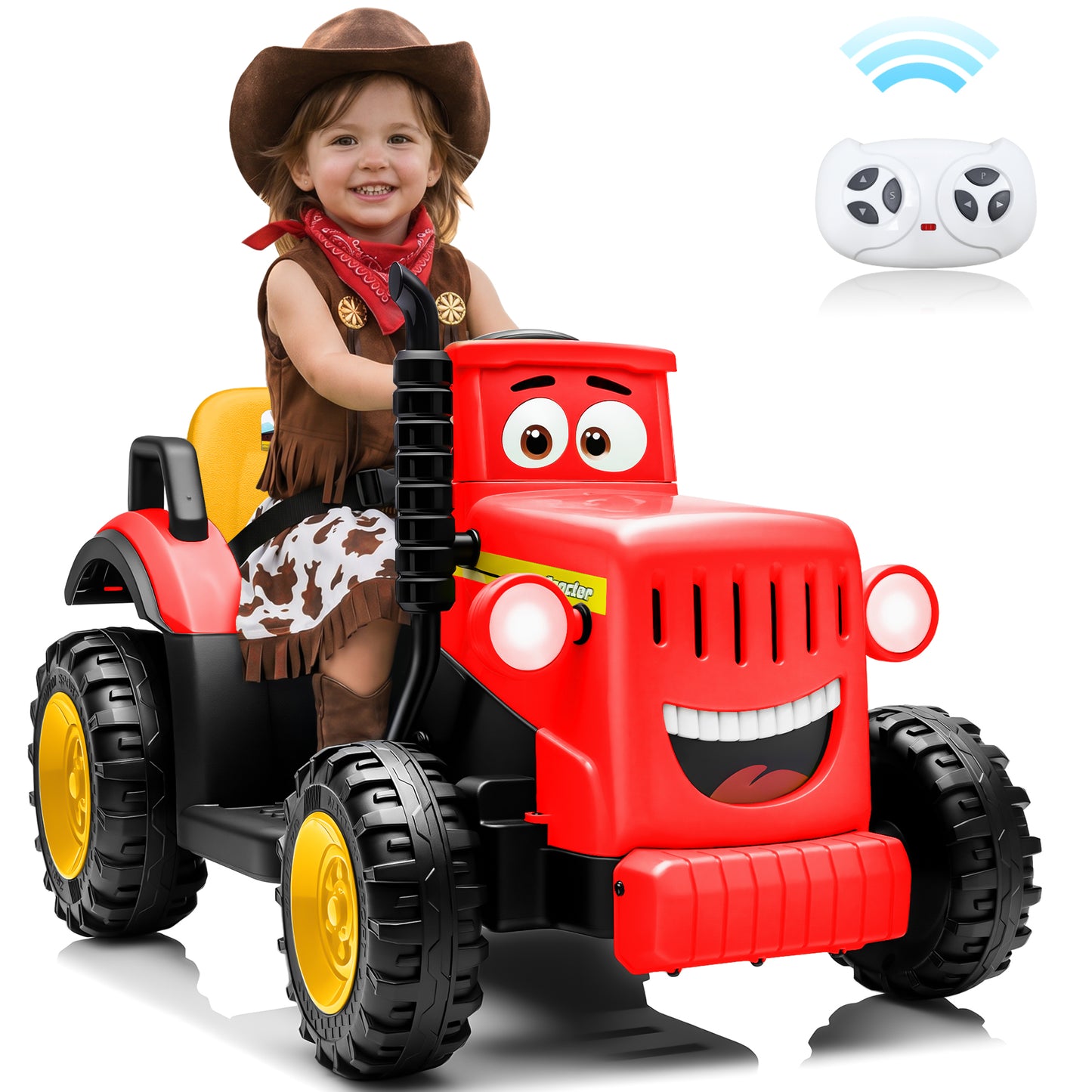 Joyracer 12V Ride On Toys, Cute Electric Car for Toddlers, Power Car Wheels with LED Lights, Music, Horn, Safety Belt, Pink
