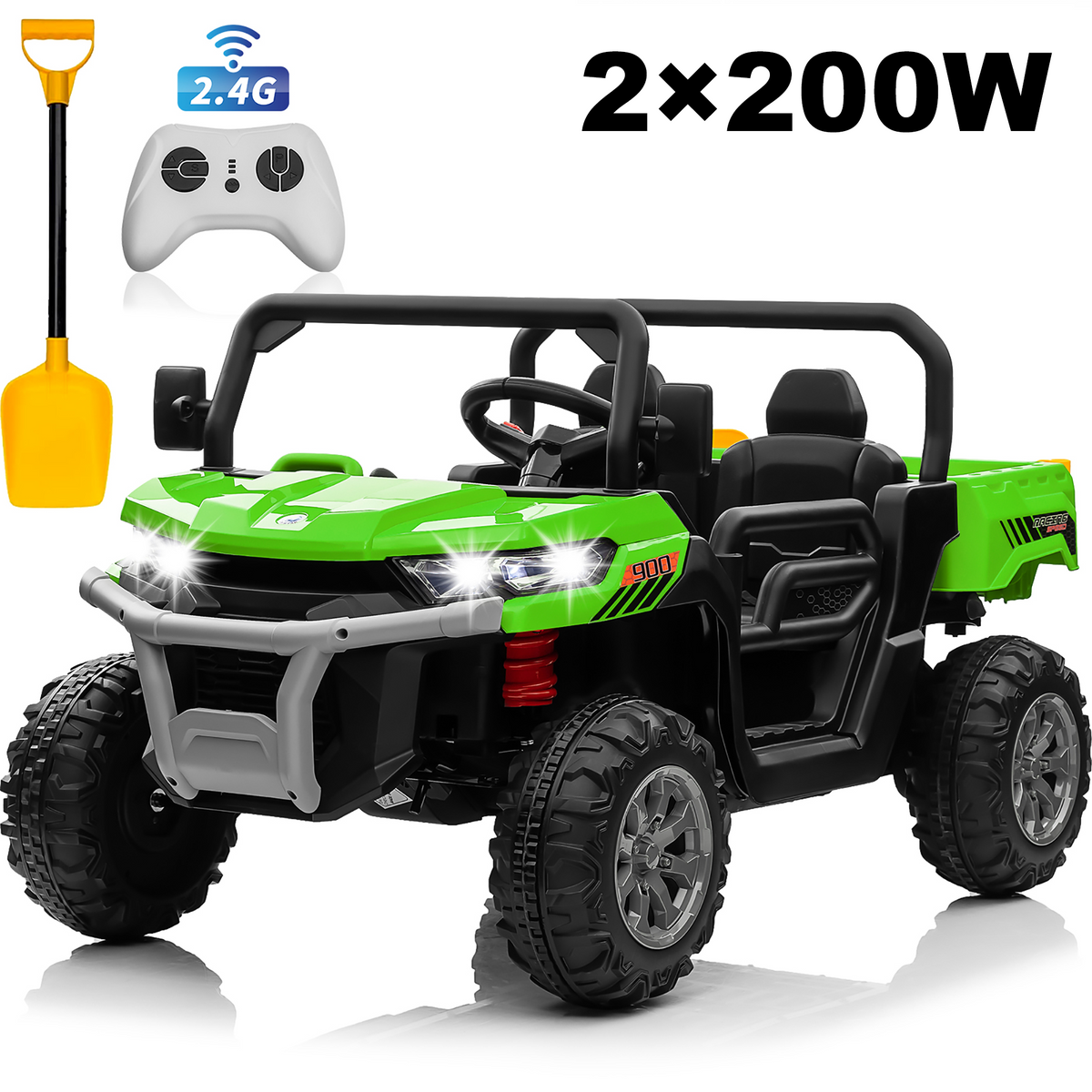 Joyracer 24V Ride on Toys with Remote Control, 2*200W 2 Seater Ride on Tractor w/ Trailer, Power Car Wheels Outdoor UTV Toys for Kids