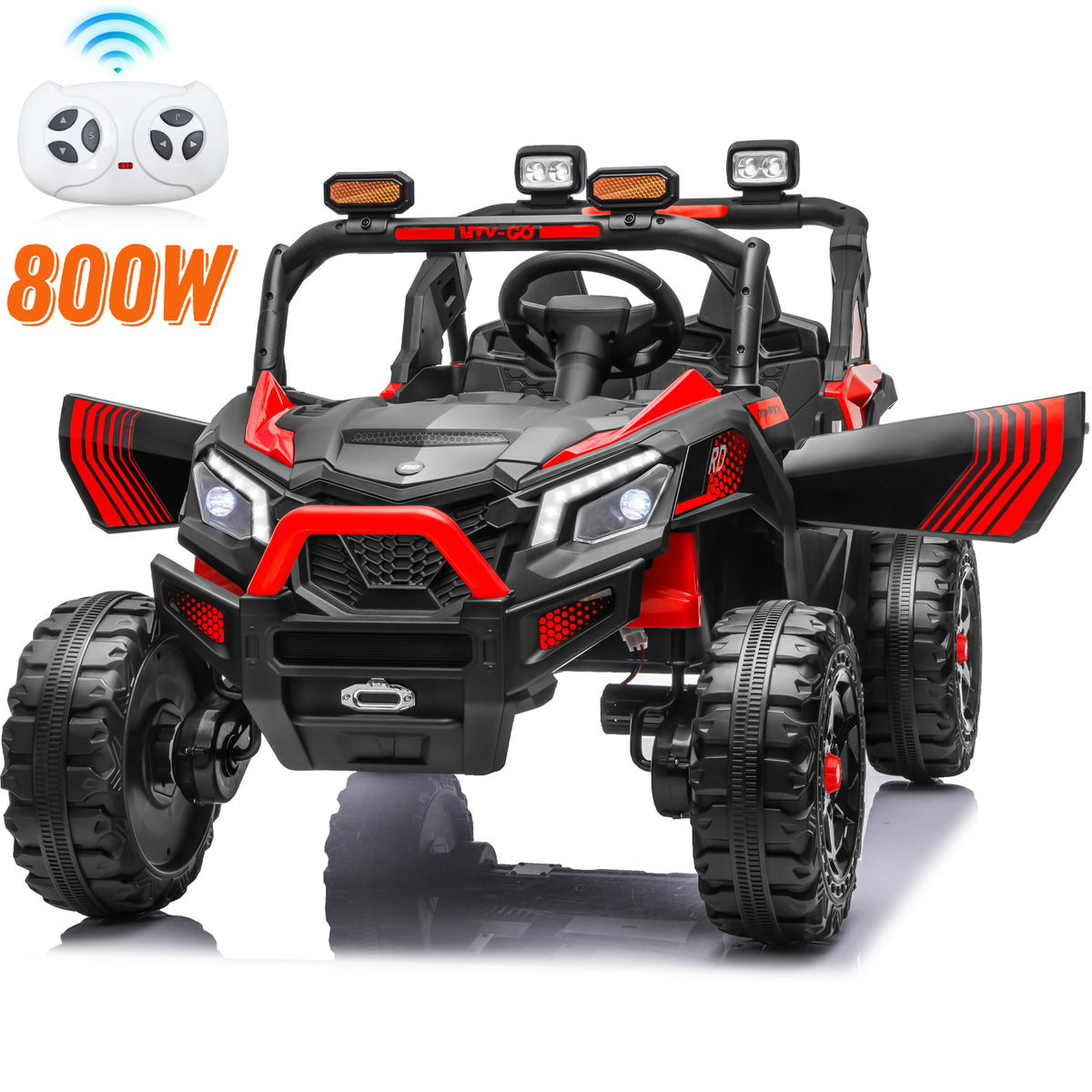 4WD 24 Volt Ride on Toys with Remote, Joyracer 2 Seater Power UTV Wheels with 800W Motors, Bluetooth, Spring Suspension, LED Light