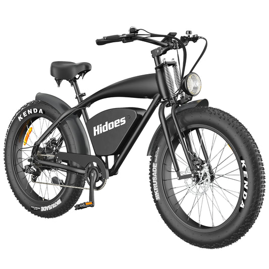 Hidoes 48V Electric Bike for Adults, 26" Fat Tire Electric Mountain Bicycle with 17.5Ah Battery Range 50 Miles, Professional 7-Speed Max 40Mph Ebike for Men Women Black