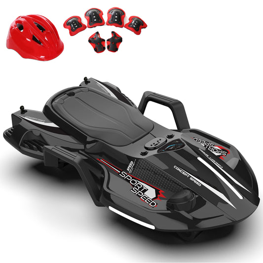 24V Ride on Toys with 200W Hub Motor Up to 7MPH, Battery Powerd Ride on Drift Car, Color Tail Spray, Accelerator Pedal, PU Tires, Gravity Steering, Bluetooth Music for Big Kids Ages 6+, Black