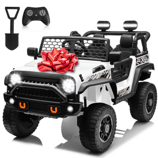 24V Ride on Car Truck with Remote Control & 2 Seater, 4WD/2WD Switchable 400W Powered Ride on Toys with Shovel Spring Suspension, 3 Speeds, Bluetooth Music Gift for Girl Boy, Black,red,pink,white-8802