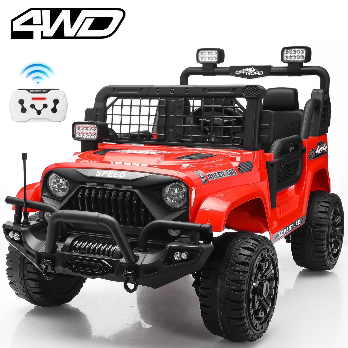 Joyracer 4WD 24V Ride On Toys Truck with Remote Control, 2 Seater 800W 9AH Powered Ride on Electric Car, Bluetooth MP3 Music, 4 Wheels Suspension, 3 Speeds, Black, Pink, Red,Pink-1202