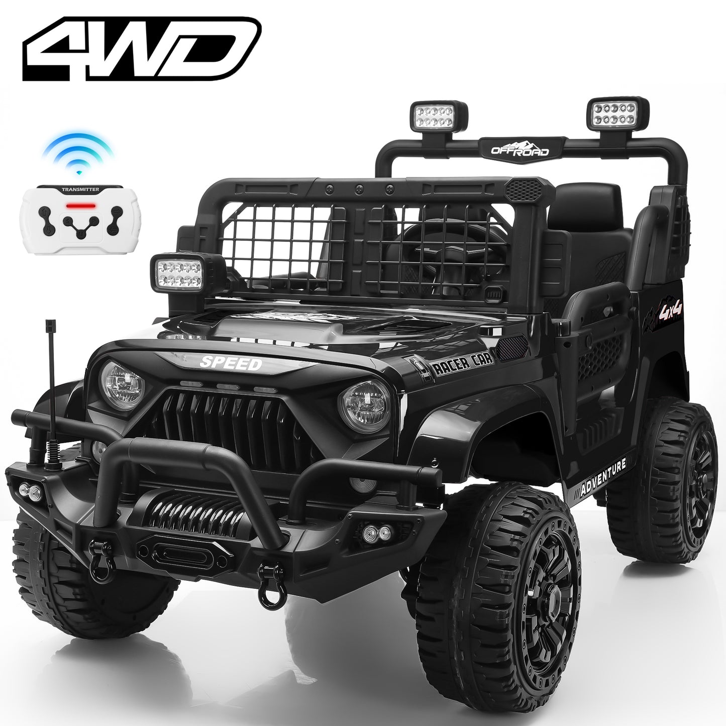 Joyracer 4WD 24V Ride On Toys Truck with Remote Control, 2 Seater 800W 9AH Powered Ride on Electric Car, Bluetooth MP3 Music, 4 Wheels Suspension, 3 Speeds, Black, Pink, Red,Pink-1202