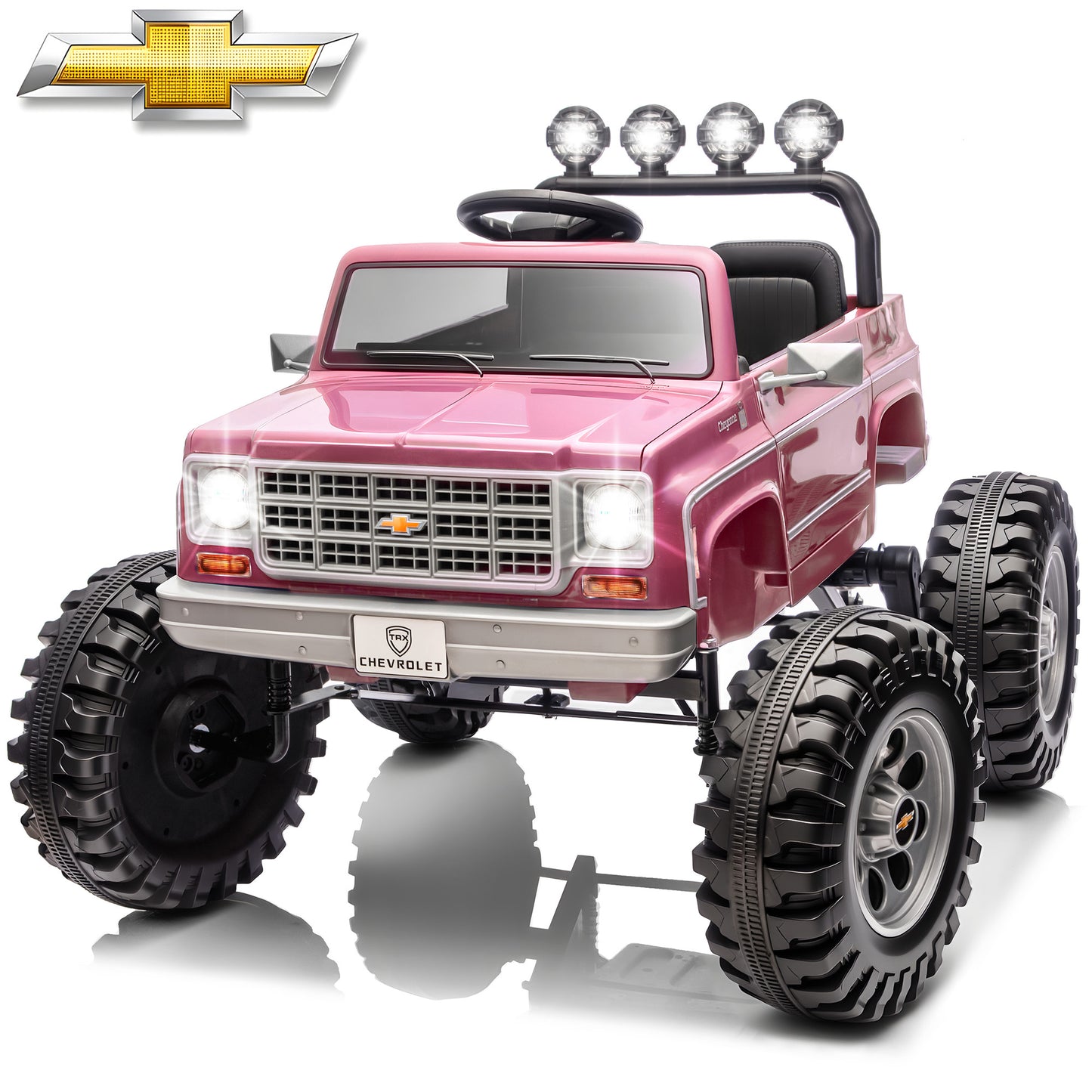 Joyracer 24 Volt Ride on Toys, Chevrolet Cheyenne Electric Car for Big Kids, Power Car Wheels with Remote, Bluetooth Music, USB, LED Lights, Black