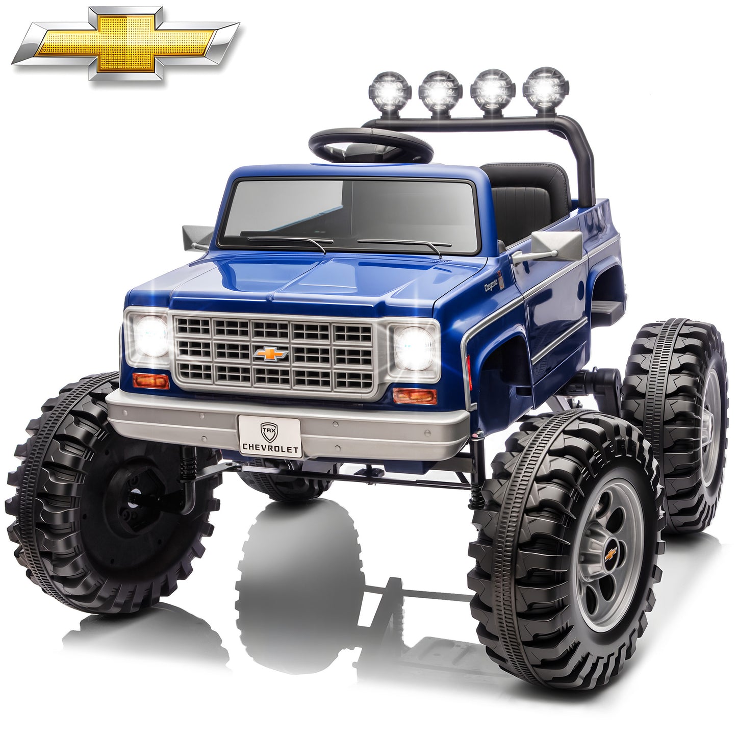 Joyracer 24 Volt Ride on Toys, Chevrolet Cheyenne Electric Car for Big Kids, Power Car Wheels with Remote, Bluetooth Music, USB, LED Lights, Black