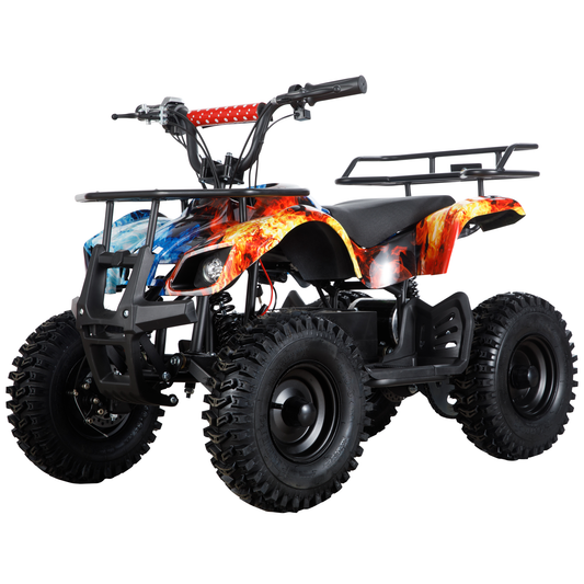 Joyracer 500W Dirt Quad - 36V Powered Ride-on, Electric 4-Wheeler for Kids Teenager, Mini ATV w/ Brush-less Motor, Hydraulic-spring  Absorbers, Disc Brakes, 3 Speeds, Up to 16 mph, Blue