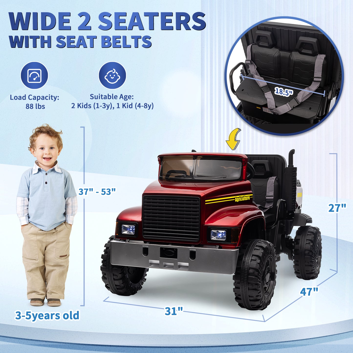 24V Kids Ride On Car Tractor with Remote Control Red