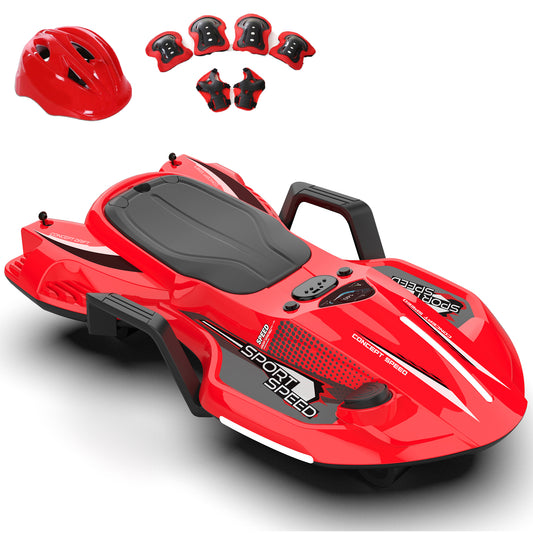 24V Ride on Toys with 200W Hub Motor Up to 7MPH, Battery Powerd Ride on Drift Car, Color Tail Spray, Accelerator Pedal, PU Tires, Gravity Steering, Bluetooth Music for Big Kids Ages 6+, Red