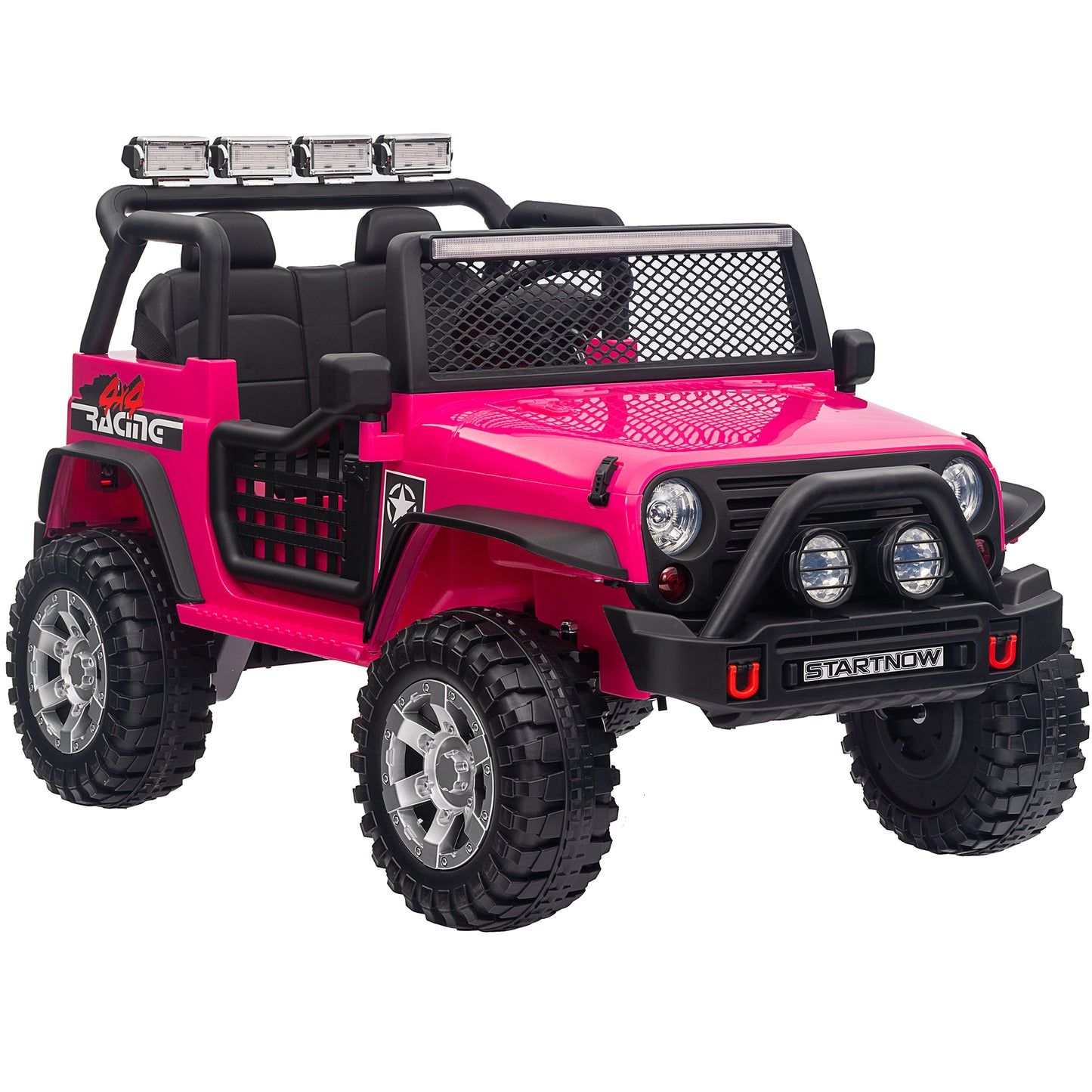 Joyracer 12V Kids Ride on Truck Car with Parent Remote Control & 2 Seater, 5.5 AH Battery Powered Toy Car w/ 4 Large Wheels, Spring Suspension, 3 Speeds, LED Lights, Bluetooth for Girl Boy, Rose Pink