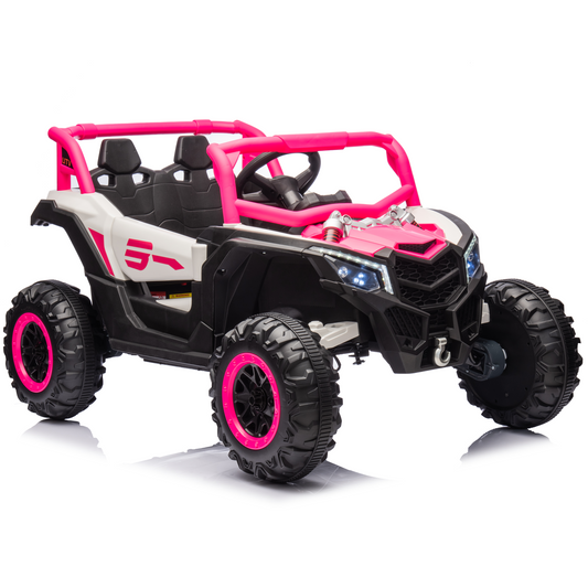 Joyracer 24V Ride on Car w/ Remote Control, 4WD Powered Electric Off-Road UTV with 4*200W Motors, Pink