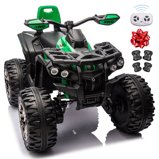 24 Volt Ride on Toys with Remote Control, 800W Kids ATV Four-Wheeler Quad Car, 2 Seater Off-Road Ride on ATV for Big Kids, Green-3288