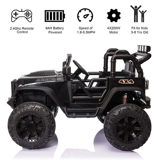 Joyracer 4WD 24 Volt Ride on Toys, 2 Seater Ride on Truck Car w/ Remote Control, Electric Car for Kids w/ 4x200W Motor, Powerful 4-Wheeler for Boys Girls, 3 Speeds, Music, LED Light, Bluetooth, Black, Pink, Red, White--555New