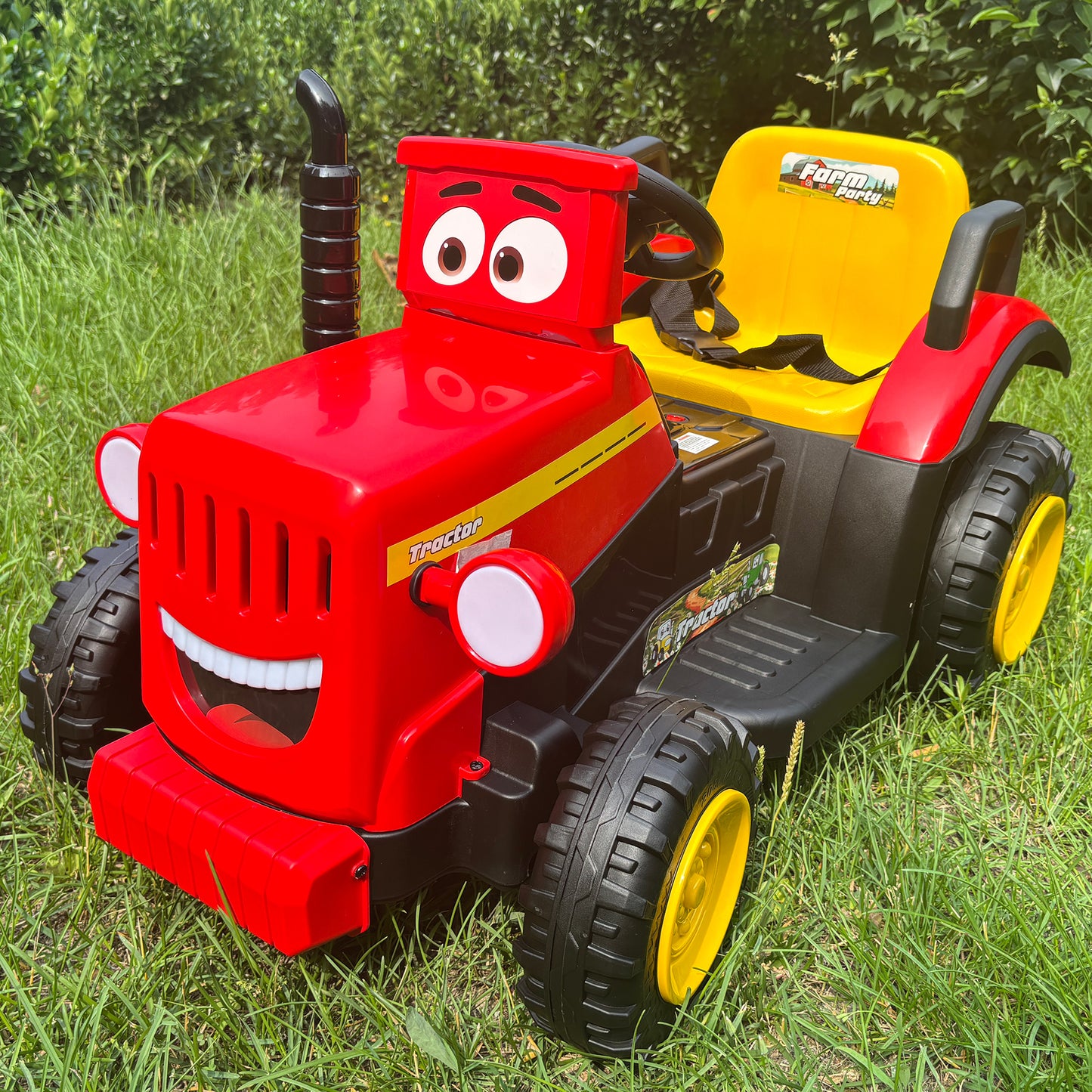 Joyracer 12 Volt Ride on Toys, Cute Ride On Tractor for Toddlers, Power Car Wheels with LED Lights, Music, Horn, Safety Belt, Green