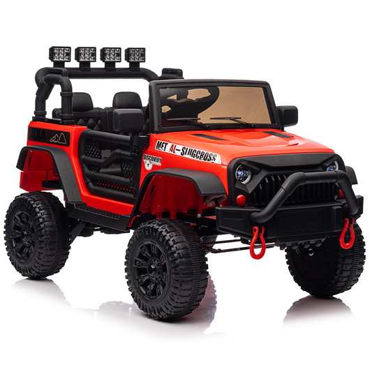 24V Ride on Truck Car w/Remote Control, 400W Electric Powered Ride on Toys for Kids, 3 Speeds, Max Speed 5MPH, 4-Wheel Suspensions, LED Lights, MP3, Bluetooth,Red