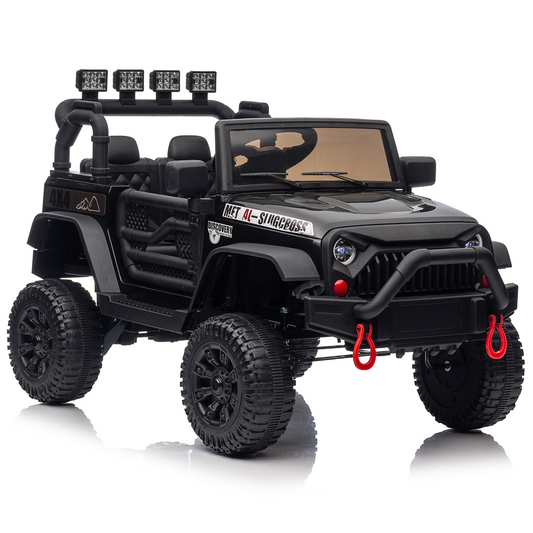 24V Ride on Truck Car w/Remote Control, 400W Electric Powered Ride on Toys for Kids, 3 Speeds, Max Speed 5MPH, 4-Wheel Suspensions, LED Lights, MP3, Bluetooth,Black