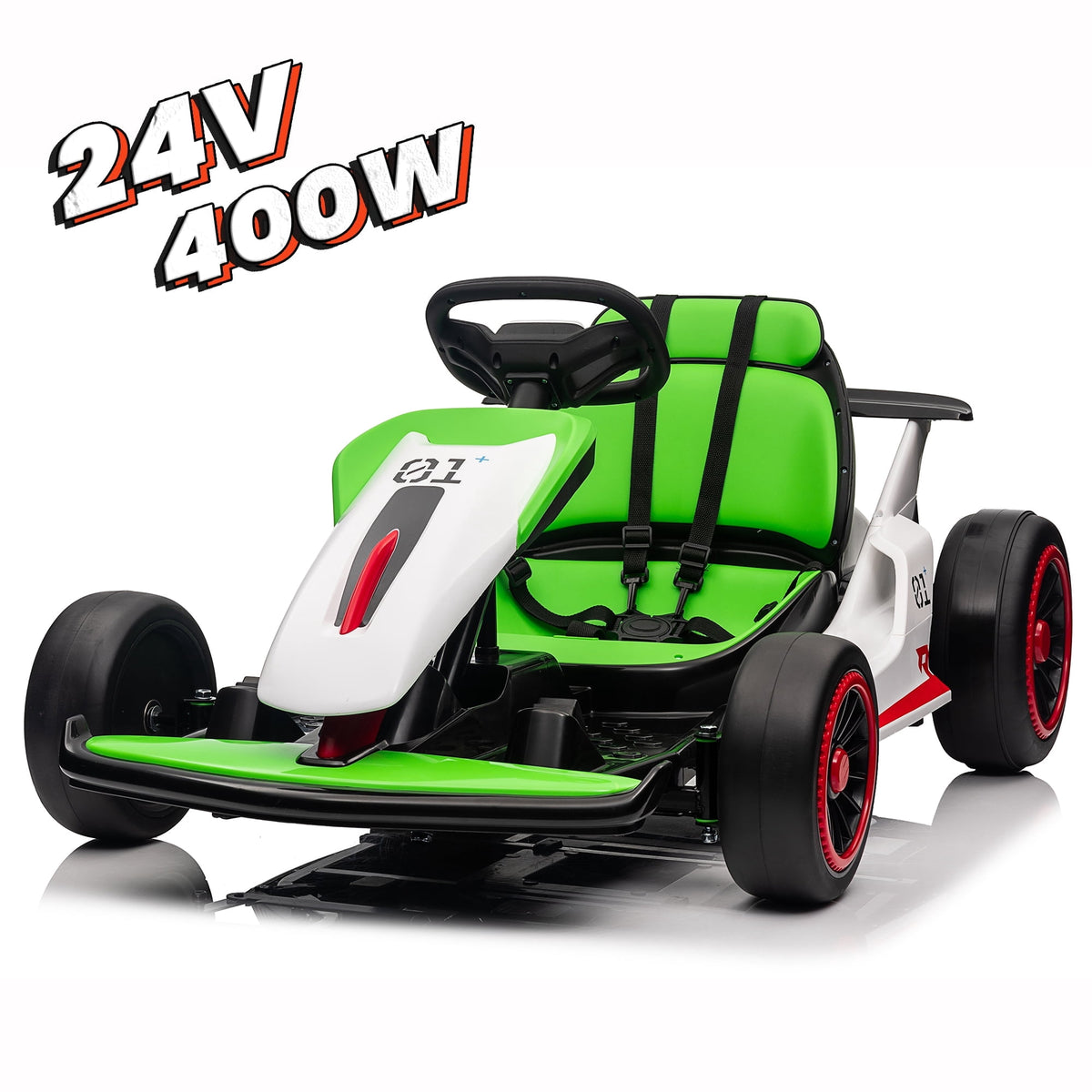 Joyracer 24V Ride on Toys, Kids Electric Go Kart 400W Motor Power Car Wheel for Kids, Spray, 6-9MPH, Gravity Steering, Outdoor Toys, Bluetooth/Music, Age 6+, 88