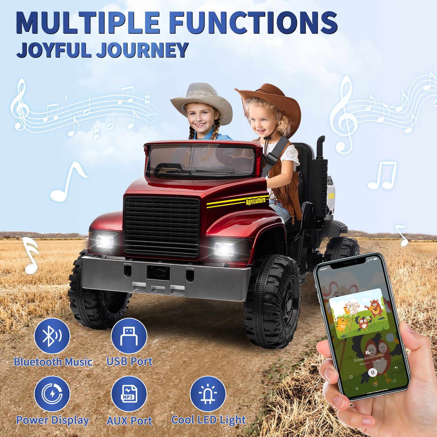 24V Kids Ride On Car Tractor with Remote Control Red