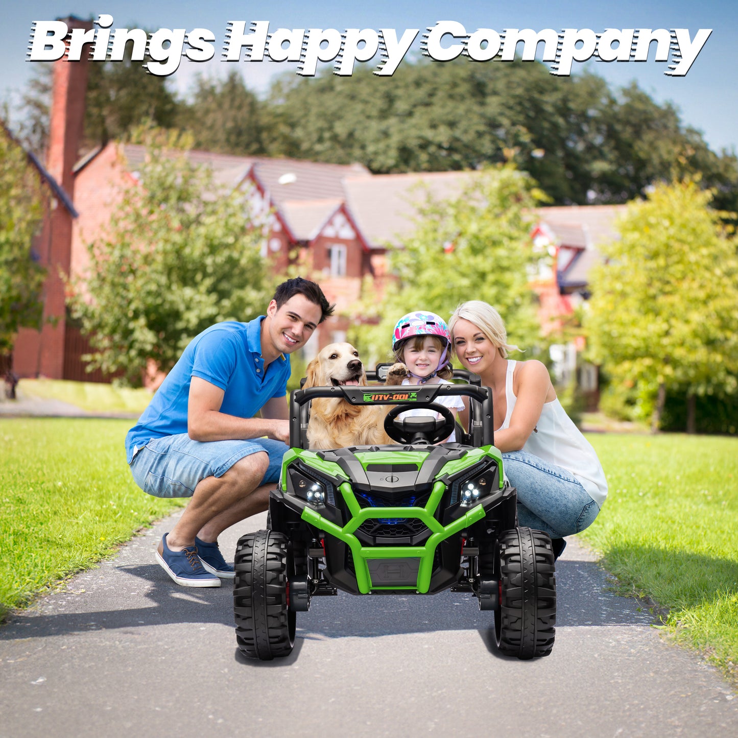 Joyracer 4WD 24V Ride on Toys Car w/ 2 XL Seater Remote Control, Electric UTV w/ 4*200W Motor, Power Car Wheels, LED Lights, Spring Suspension, 3 Speeds, Bluetooth Music