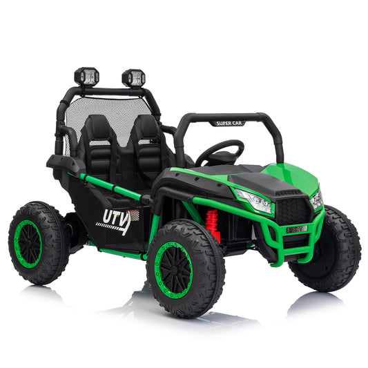 Joyracer 24 Volt Ride on Toys with Remote, Metal Frame Electric Powered off-Road UTV with 2 XL Seater, 4x200W 5MPH Max, 4WD/2WD Switchable, 3 Speeds, Bluetooth, Storage, Pull Bow for Gift