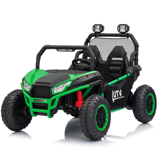 Joyracer 24 Volt Ride on Toys with Remote, Metal Frame Electric Powered off-Road UTV with 2 XL Seater, 4x200W 5MPH Max, 4WD/2WD Switchable, 3 Speeds, Bluetooth, Storage, Pull Bow for Gift