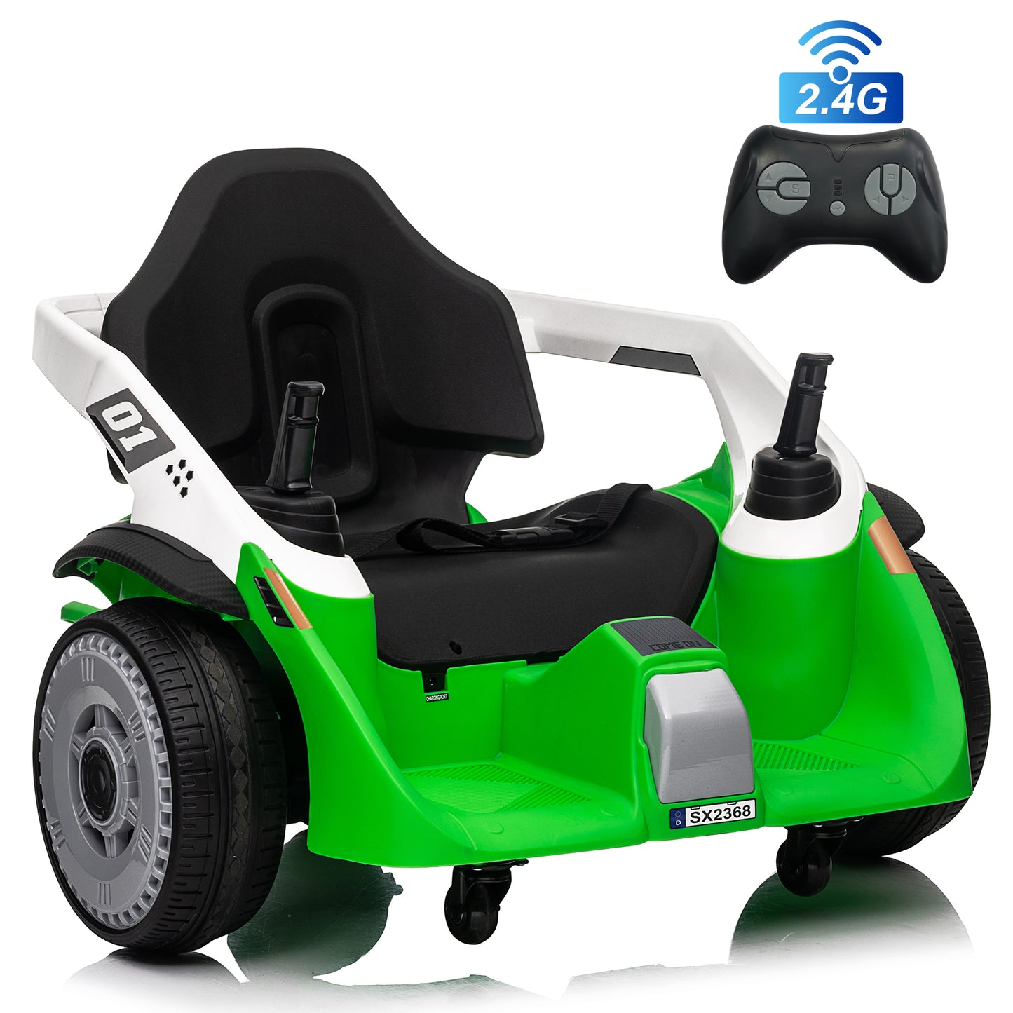 Joyracer 24V Bumper Car for Kids with Remote Control, 3 Speeds, 24 Volt Ride on Toys Electric Car with Volume Adjustable, Music, Bluetooth, MP3, Horn, Green