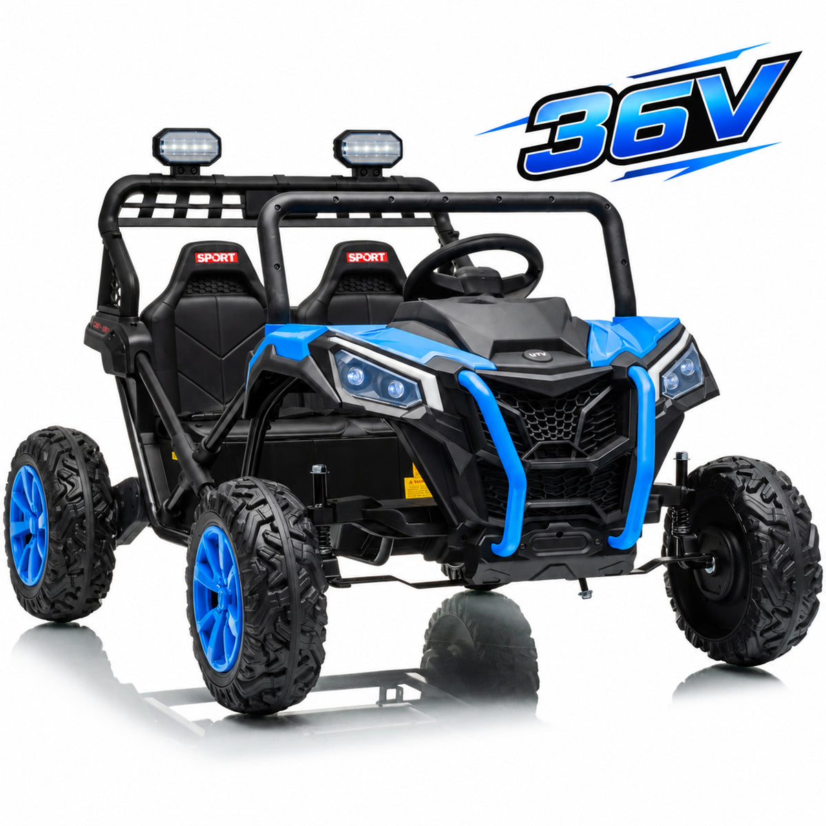36V 2-Seater Electric Ride On Car for Kids, Joyracer 600W Power Car Wheels with EVA Tires, Up to 9 MPH, Wraparound Steel Frame Design, Bluetooth