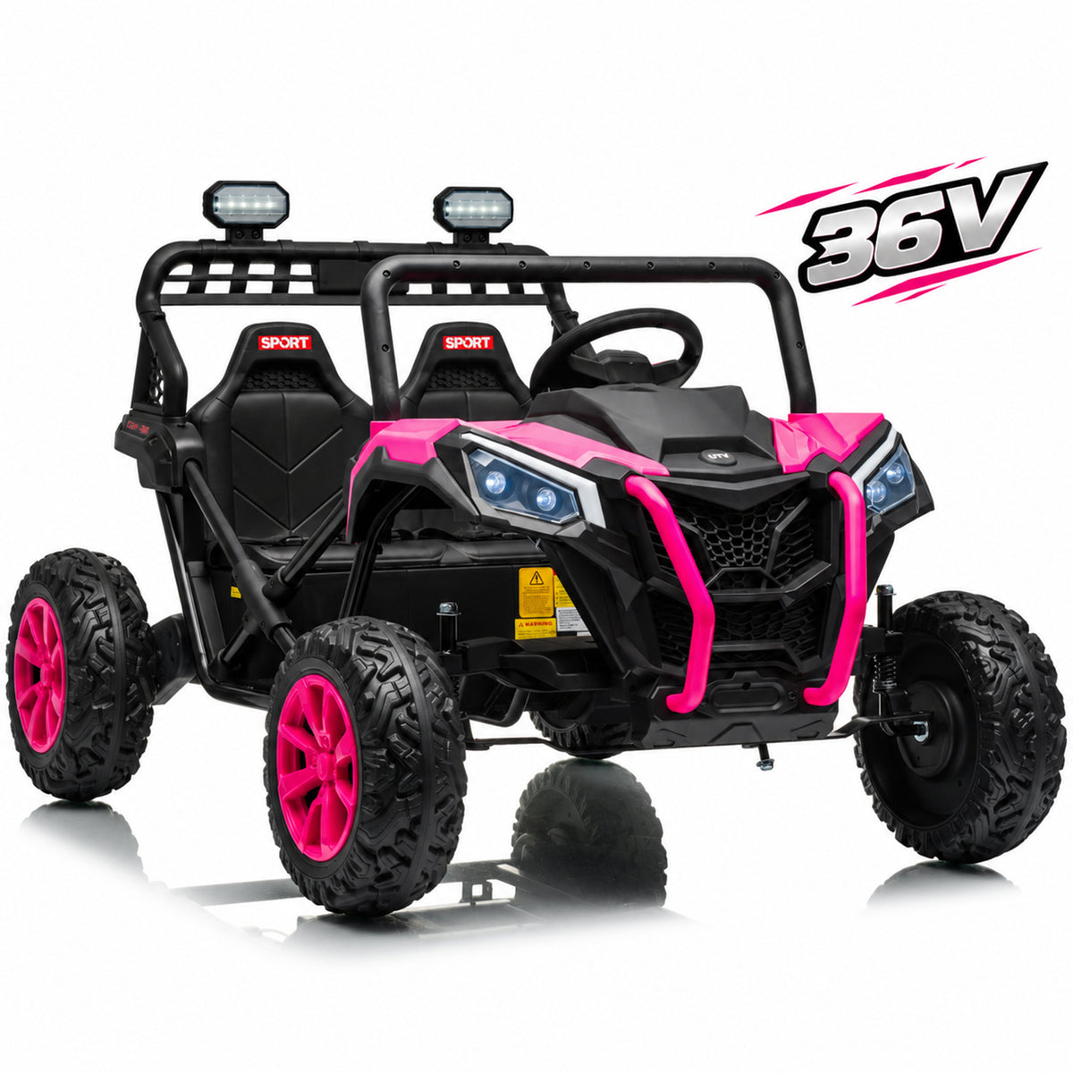 36V 2-Seater Electric Ride On Car for Kids, Joyracer 600W Power Car Wheels with EVA Tires, Up to 9 MPH, Wraparound Steel Frame Design, Bluetooth