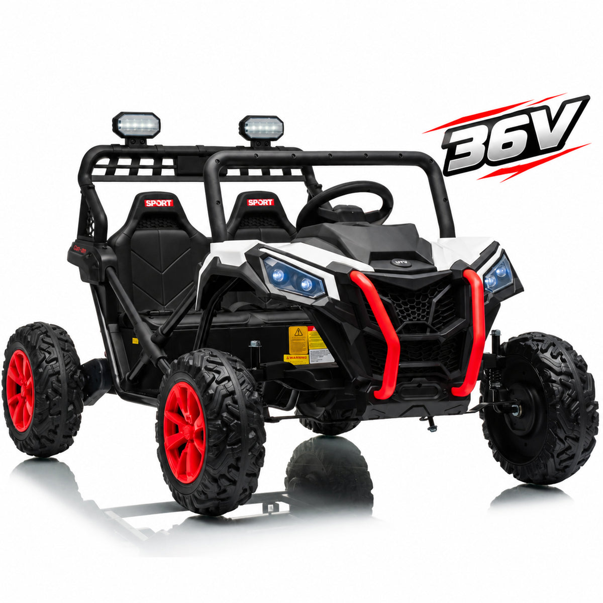 36V 2-Seater Electric Ride On Car for Kids, Joyracer 600W Power Car Wheels with EVA Tires, Up to 9 MPH, Wraparound Steel Frame Design, Bluetooth