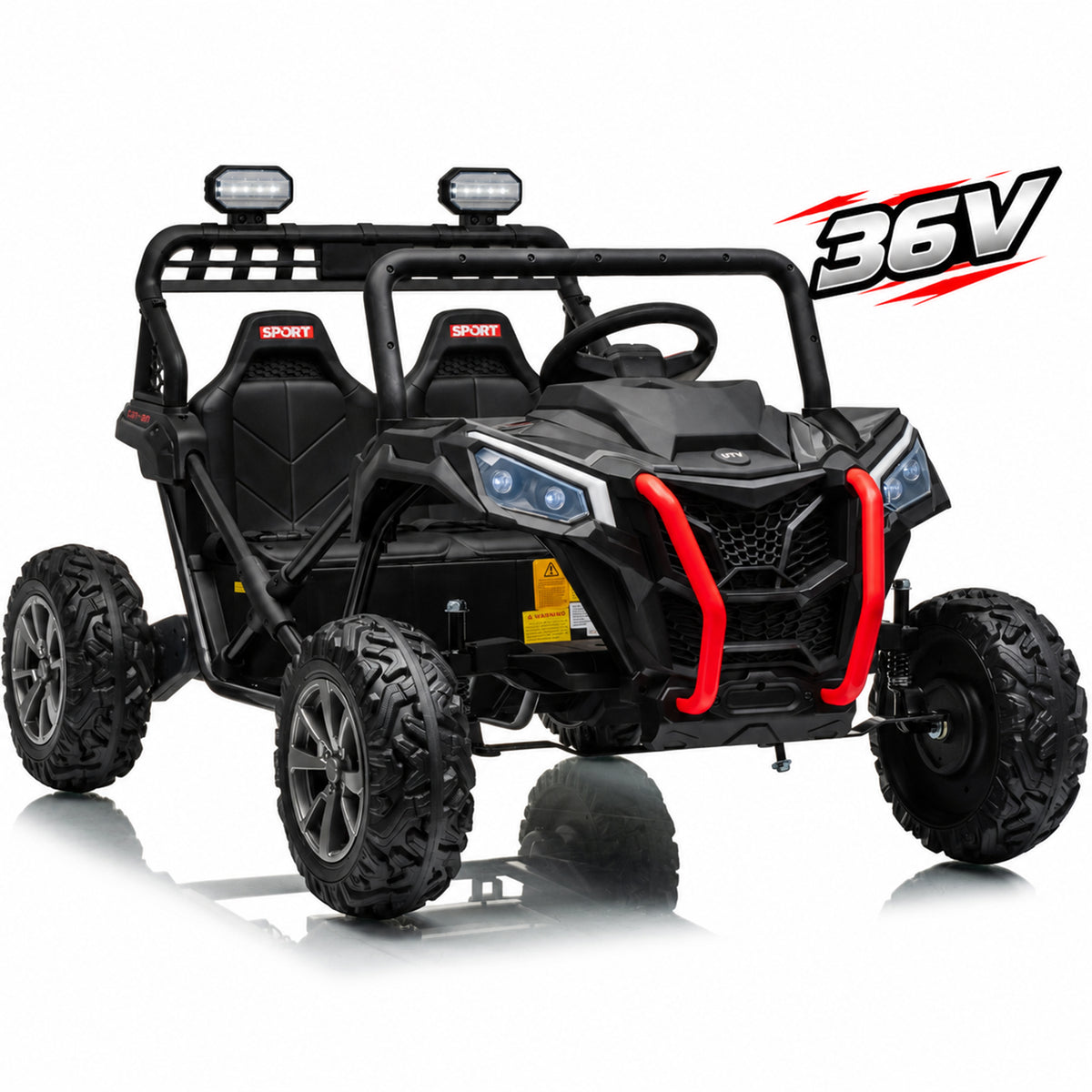 36V 2-Seater Electric Ride On Car for Kids, Joyracer 600W Power Car Wheels with EVA Tires, Up to 9 MPH, Wraparound Steel Frame Design, Bluetooth