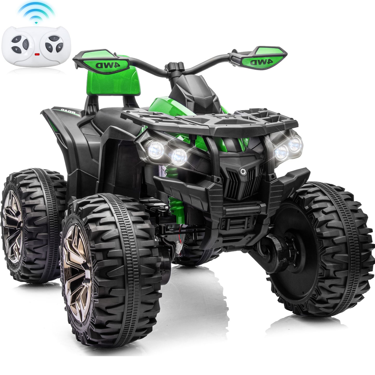 Joyracer 4WD ATV for Kids, 24 Volt Ride on Toys, Power ATV Wheels with 800W Motor, Remote, Bluetooth Music, Horn, LED for Big Kids Gift, Red