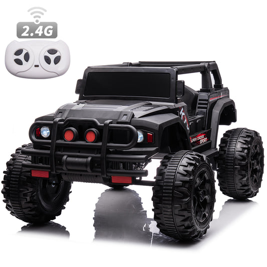 Joyracer 24 Volt Kids Ride on Truck Car with Parents Remote Control, 2x200W Engine, 9AH Battery Electric Powered Ride on Toys w/ Spring Suspension, 3 Speeds, USB/MP3 Music, Story, for Big Kids, Black, Red--007