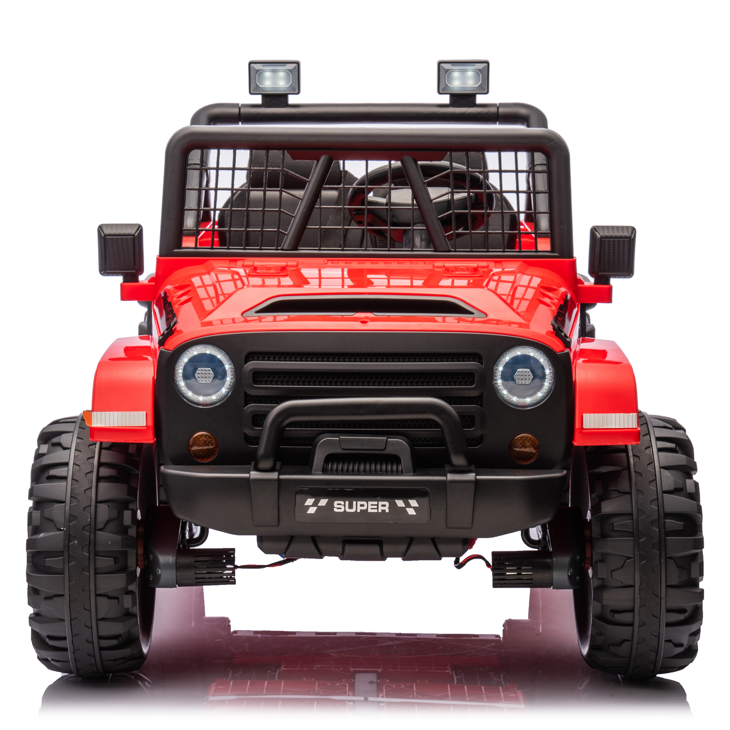 Joyracer 800W 24 Volt Ride on Toys, 4WD/2WD Switchable, Kids Ride on Car Truck w/ 2 Seater Remote Control, Power Car Wheels, 3 Speeds, Spring Suspension, Bluetooth Music for Girls Boys, Red