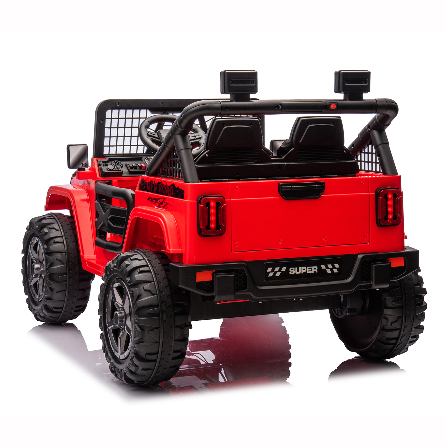 Joyracer 800W 24 Volt Ride on Toys, 4WD/2WD Switchable, Kids Ride on Car Truck w/ 2 Seater Remote Control, Power Car Wheels, 3 Speeds, Spring Suspension, Bluetooth Music for Girls Boys, Red