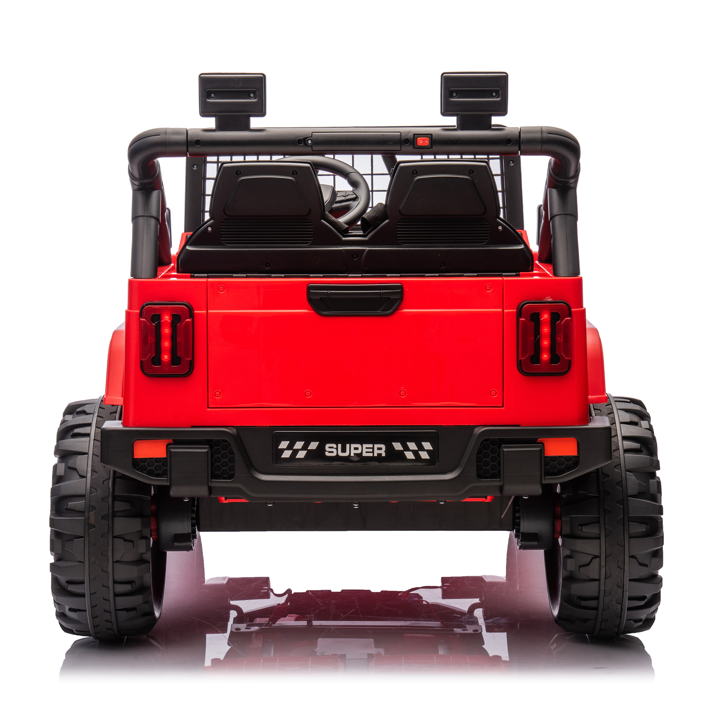 Joyracer 800W 24 Volt Ride on Toys, 4WD/2WD Switchable, Kids Ride on Car Truck w/ 2 Seater Remote Control, Power Car Wheels, 3 Speeds, Spring Suspension, Bluetooth Music for Girls Boys, Red