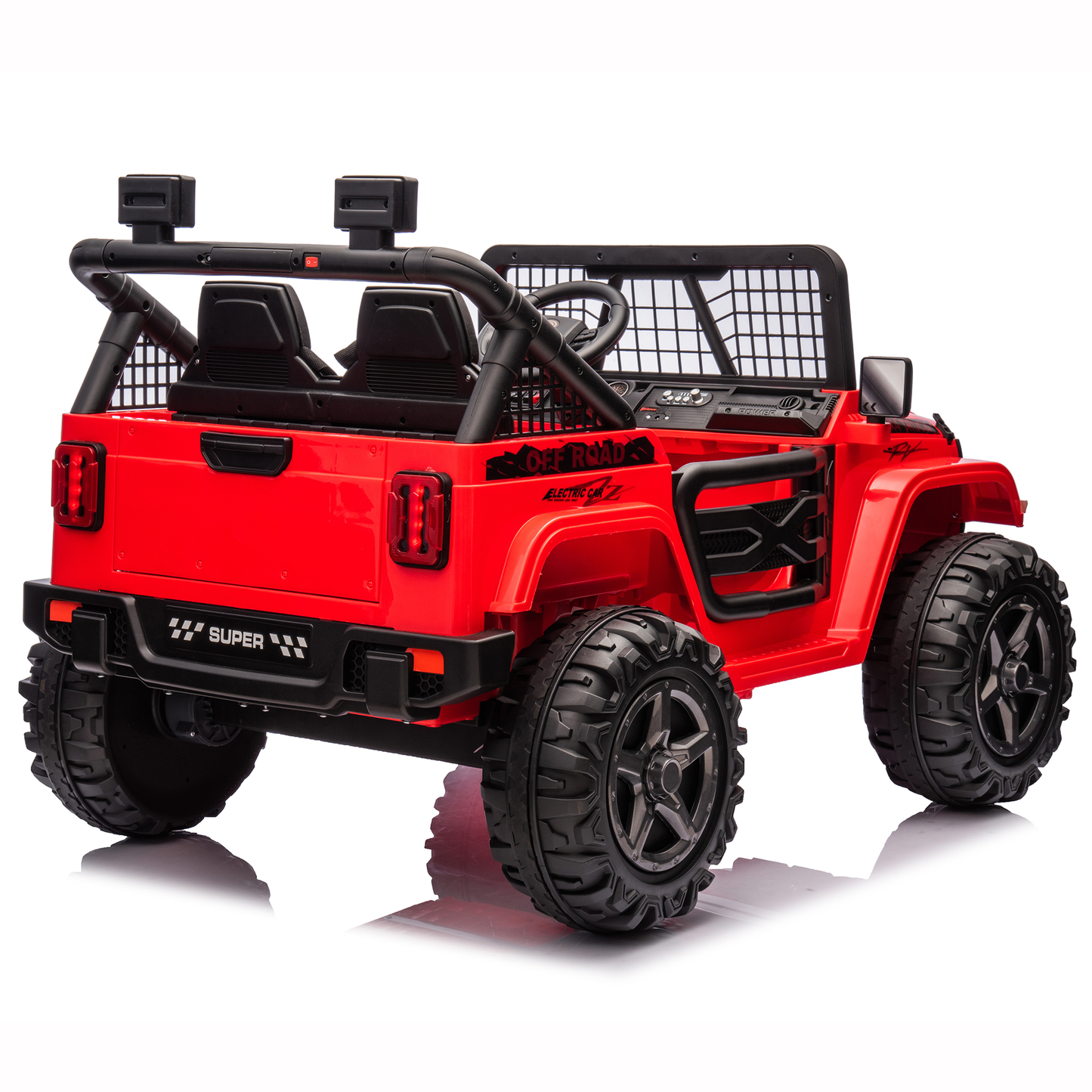 Joyracer 800W 24 Volt Ride on Toys, 4WD/2WD Switchable, Kids Ride on Car Truck w/ 2 Seater Remote Control, Power Car Wheels, 3 Speeds, Spring Suspension, Bluetooth Music for Girls Boys, Red