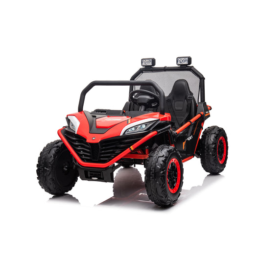 24V 4WD Kids Ride On UTV Car with Remote Control, 2 Seater Electric Off-Road UTV Toy w/ 4x80W Motors, 10AH Large Battery Powered, 3 Speed, Bluetooth, Radio, LED Light, Red