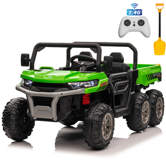 Joyracer 24V Ride on Toys, 2 Seater Ride on Dump Truck for Big Kids with Trailer Remote Control, Green-623B