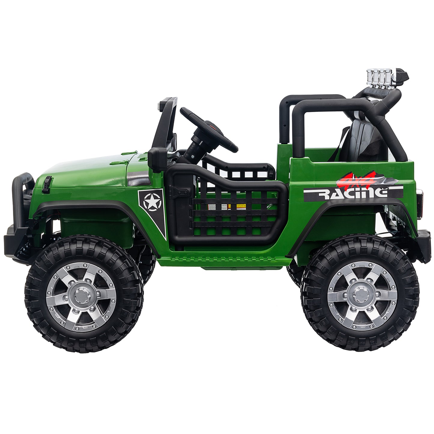 Joyracer 12V Kids Ride on Truck Car with Parent Remote Control & 2 Seater, 5.5 AH Battery Powered Toy Car w/ 4 Large Wheels, Spring Suspension, 3 Speeds, LED Lights, Bluetooth for Girl Boy, ArmyGreen