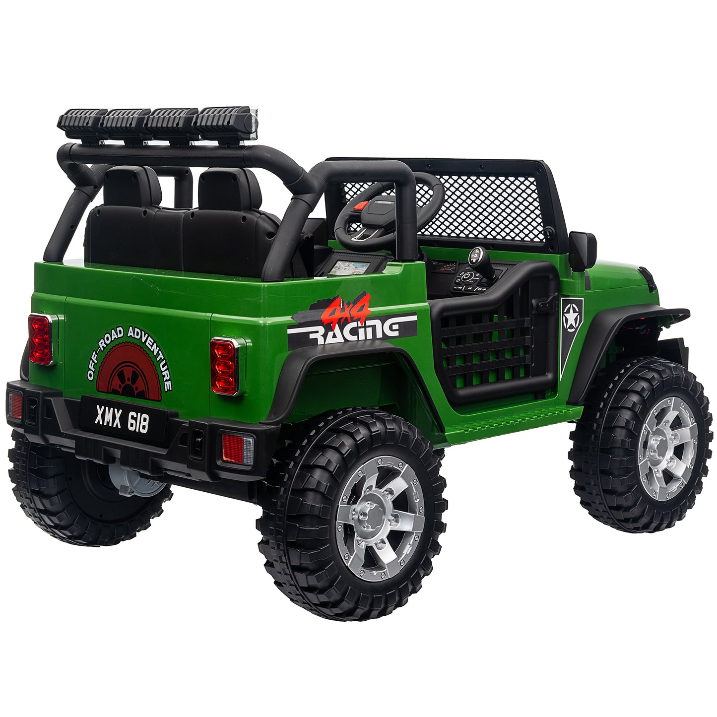 Joyracer 12V Kids Ride on Truck Car with Parent Remote Control & 2 Seater, 5.5 AH Battery Powered Toy Car w/ 4 Large Wheels, Spring Suspension, 3 Speeds, LED Lights, Bluetooth for Girl Boy, ArmyGreen