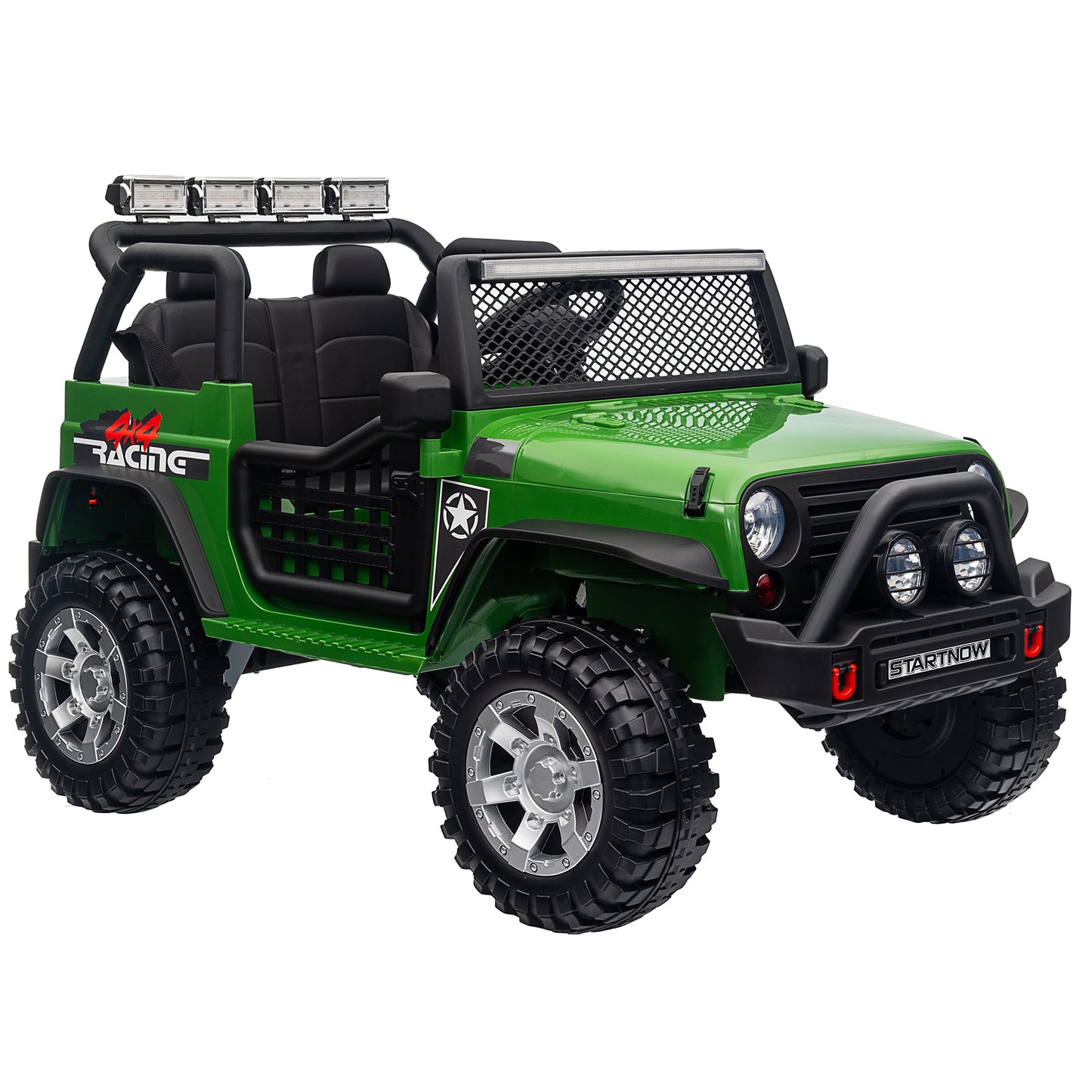 Joyracer 12V Kids Ride on Truck Car with Parent Remote Control & 2 Seater, 5.5 AH Battery Powered Toy Car w/ 4 Large Wheels, Spring Suspension, 3 Speeds, LED Lights, Bluetooth for Girl Boy, ArmyGreen