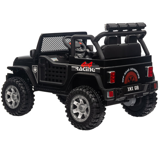 Joyracer 24 Volt Ride on Toy Truck with 2 Seater Remote Control & 400W Power Motors, Kids Ride on Car w/ 4 Wheels Spring Suspension, 3 Speeds, Bluetooth Music, LED Lights, Black