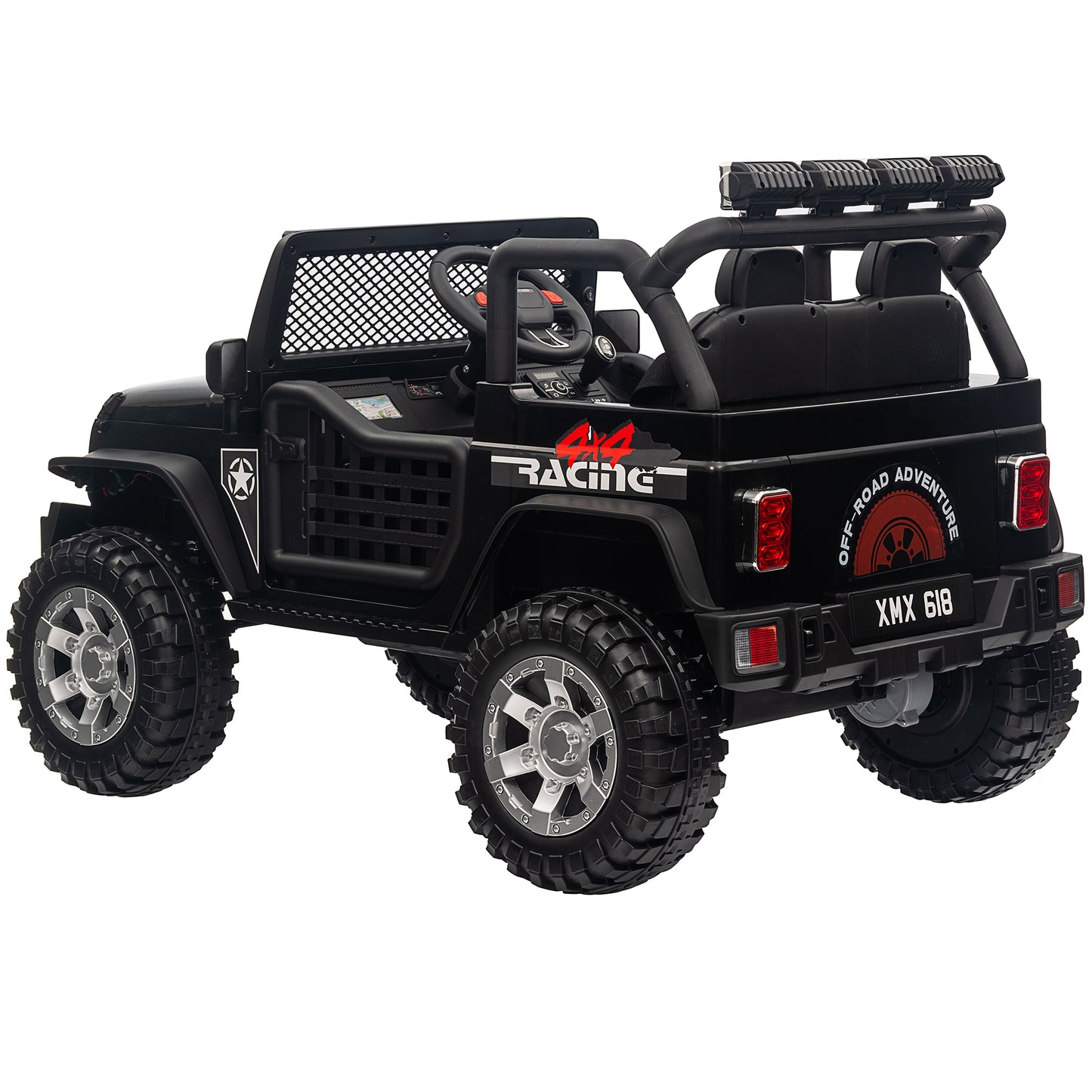 Joyracer 12V Kids Ride on Truck Car with Parent Remote Control & 2 Seater, 5.5AH Battery Powered Toy Car w/ 4 Large Wheels, Spring Suspension, 3 Speeds, LED Lights, Bluetooth for Girl Boy Black
