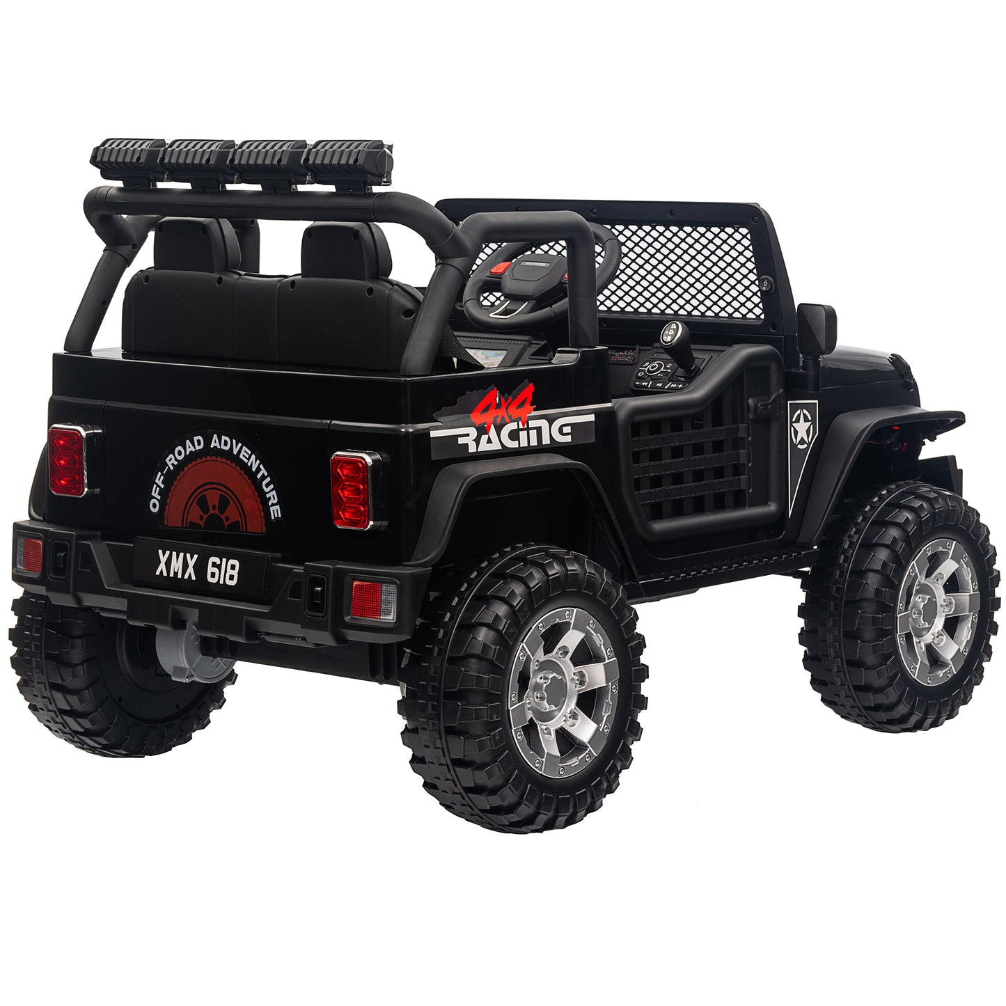 Joyracer 12V Kids Ride on Truck Car with Parent Remote Control & 2 Seater, 5.5AH Battery Powered Toy Car w/ 4 Large Wheels, Spring Suspension, 3 Speeds, LED Lights, Bluetooth for Girl Boy Black