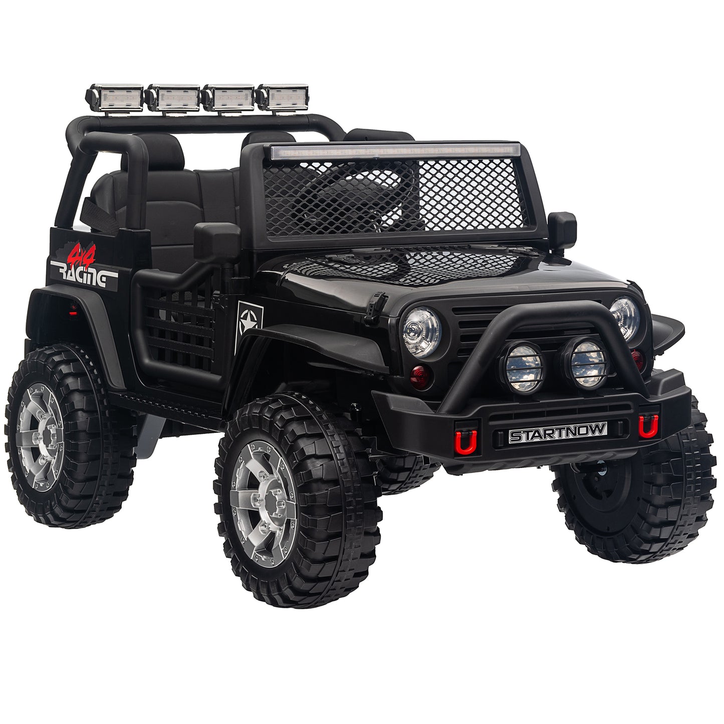Joyracer 12V Kids Ride on Truck Car with Parent Remote Control & 2 Seater, 5.5AH Battery Powered Toy Car w/ 4 Large Wheels, Spring Suspension, 3 Speeds, LED Lights, Bluetooth for Girl Boy Black