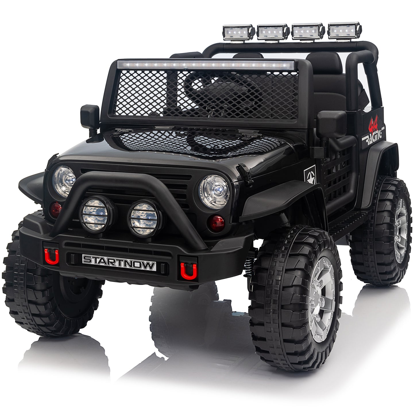 Joyracer 12V Kids Ride on Truck Car with Parent Remote Control & 2 Seater, 5.5AH Battery Powered Toy Car w/ 4 Large Wheels, Spring Suspension, 3 Speeds, LED Lights, Bluetooth for Girl Boy Black