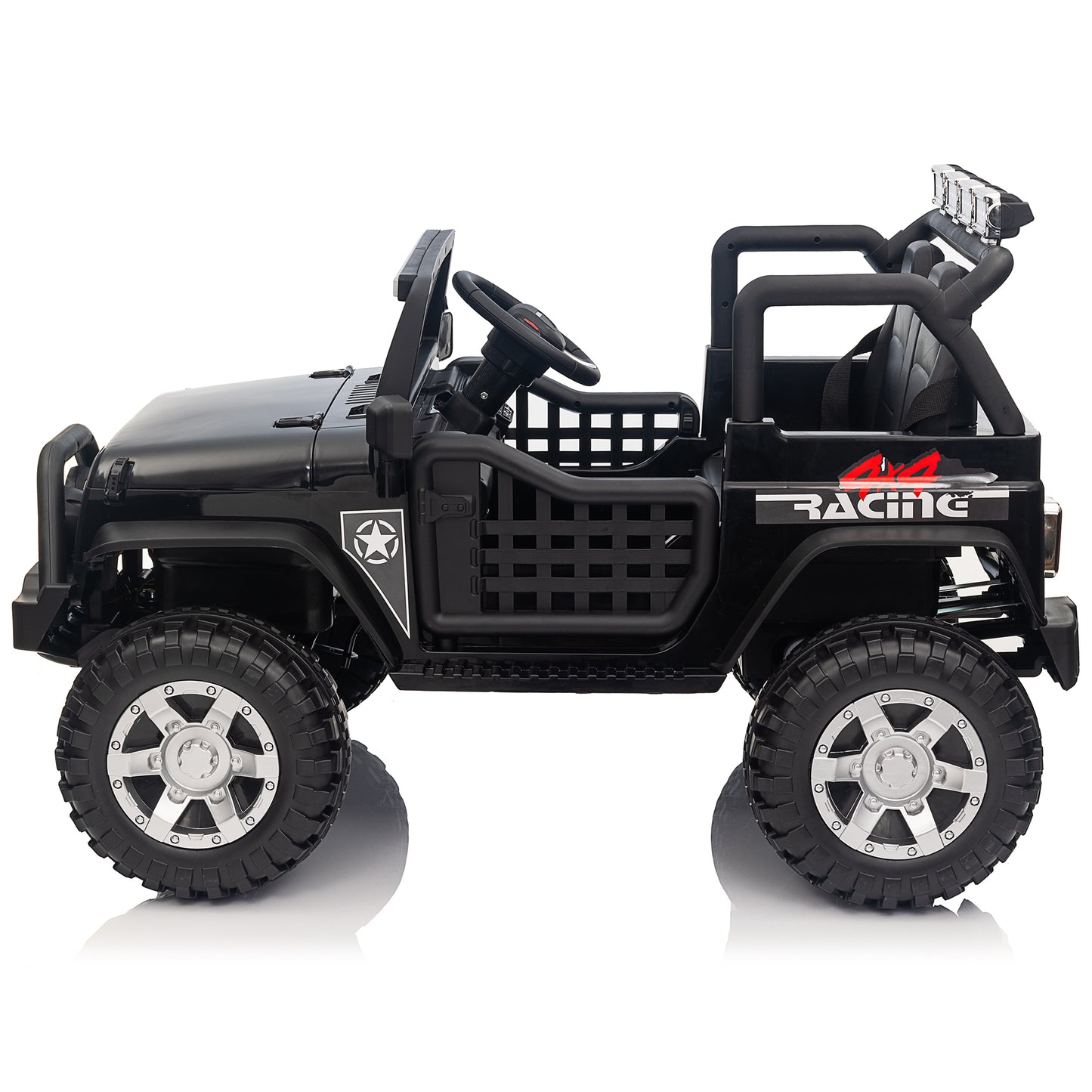 Joyracer 12V Kids Ride on Truck Car with Parent Remote Control & 2 Seater, 5.5AH Battery Powered Toy Car w/ 4 Large Wheels, Spring Suspension, 3 Speeds, LED Lights, Bluetooth for Girl Boy Black