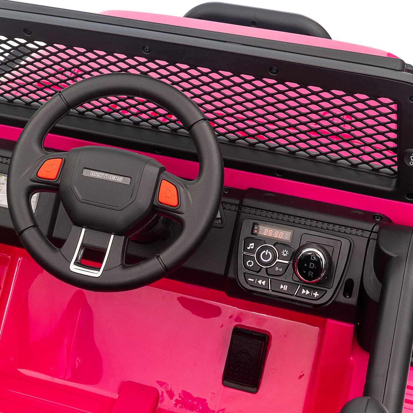 Joyracer 12V Kids Ride on Truck Car with Parent Remote Control & 2 Seater, 5.5 AH Battery Powered Toy Car w/ 4 Large Wheels, Spring Suspension, 3 Speeds, LED Lights, Bluetooth for Girl Boy, Rose Pink