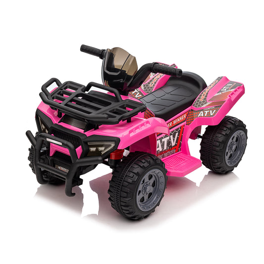 6V Kids Ride On ATV 4-Wheeler Quad Toy with Spring Suspension, 4.5AH Battery Powered Electric Car w/ MP3 Music, USB, Horn for Boys Girls, Pink